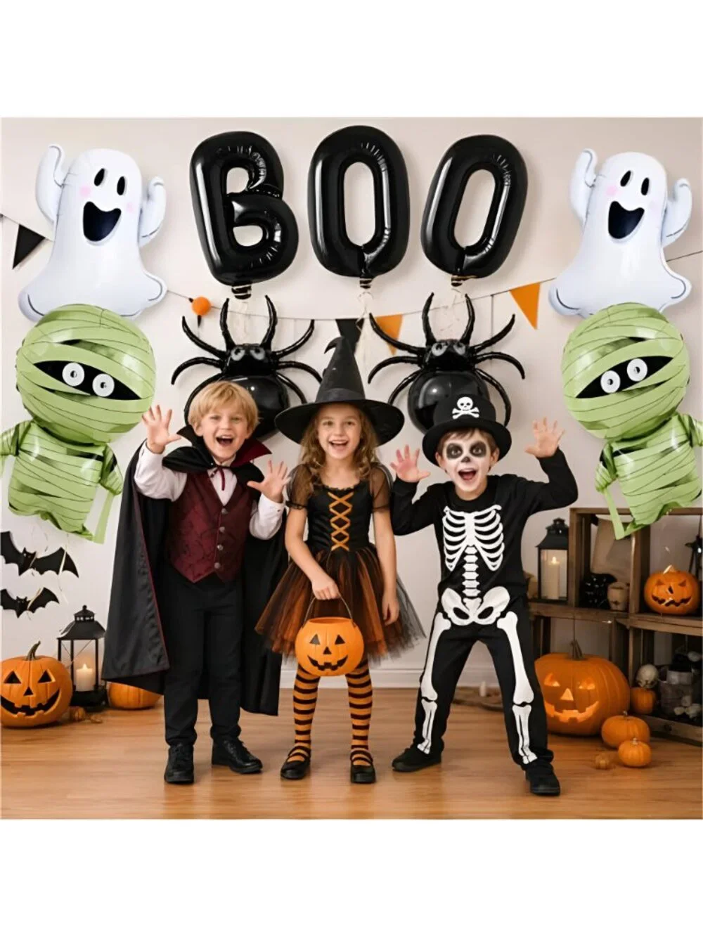 9Pcs Halloween Balloon Halloween Black Boo Balloons Set
